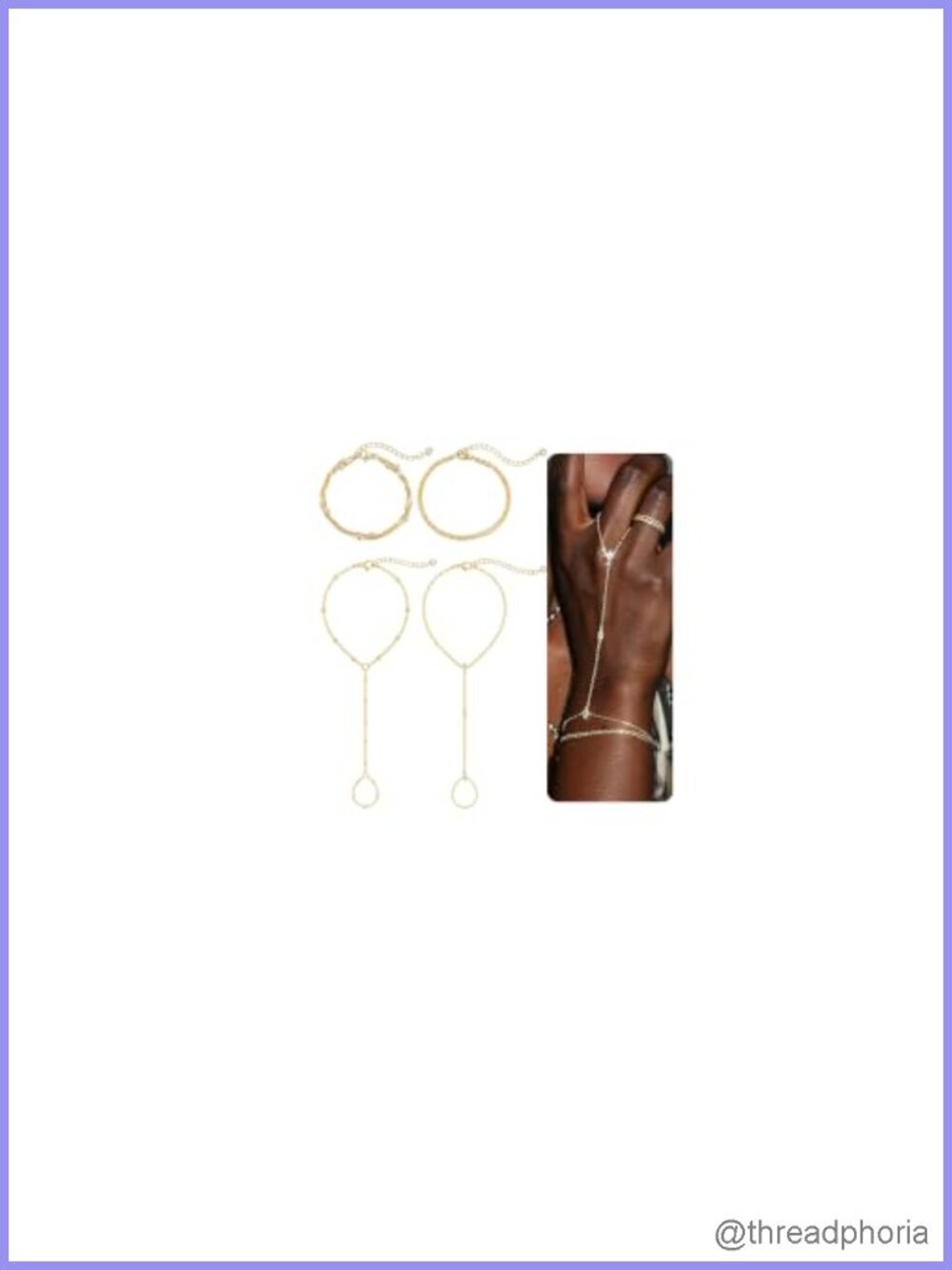 Dainty 14K Gold Plated Hand Chain Bracelet Set for Women, Stackable CZ Jewelry